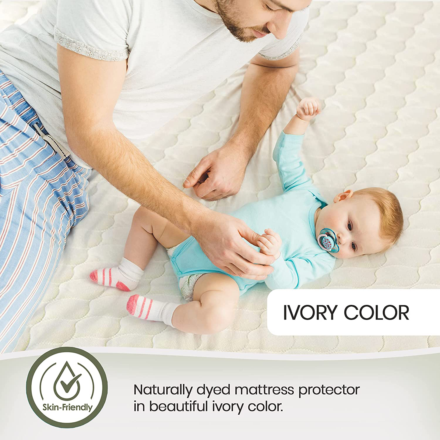 Whisper Organics 100% Organic Cotton Quilted Mattress Cover, 17" Deep - GOTS Certified (California King)