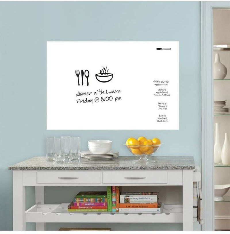 Dry Erase Whiteboard Sticker Wall Decal, Self-adhesive White Board Peel Stick Paper for School,Office,Home,Kids Drawing with 1 Water Pen (78.7" x 17.7")