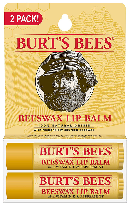 Burt's Bees 100% Natural Origin Moisturizing Lip Balm, Original Beeswax, 2 Tubes in Blister Box