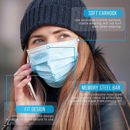 50 PCS Disposable Face Masks - 3 Layer Protection Face Masks