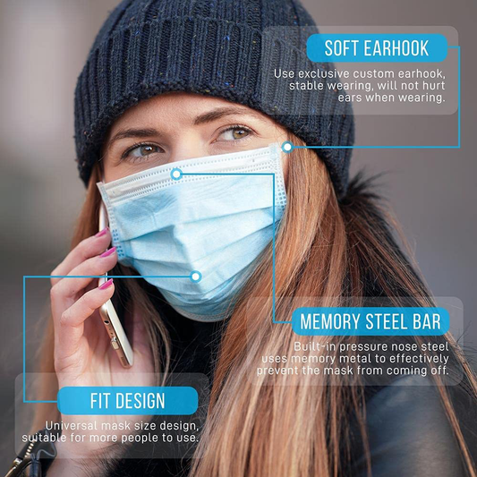 50 PCS Disposable Face Masks - 3 Layer Protection Face Masks