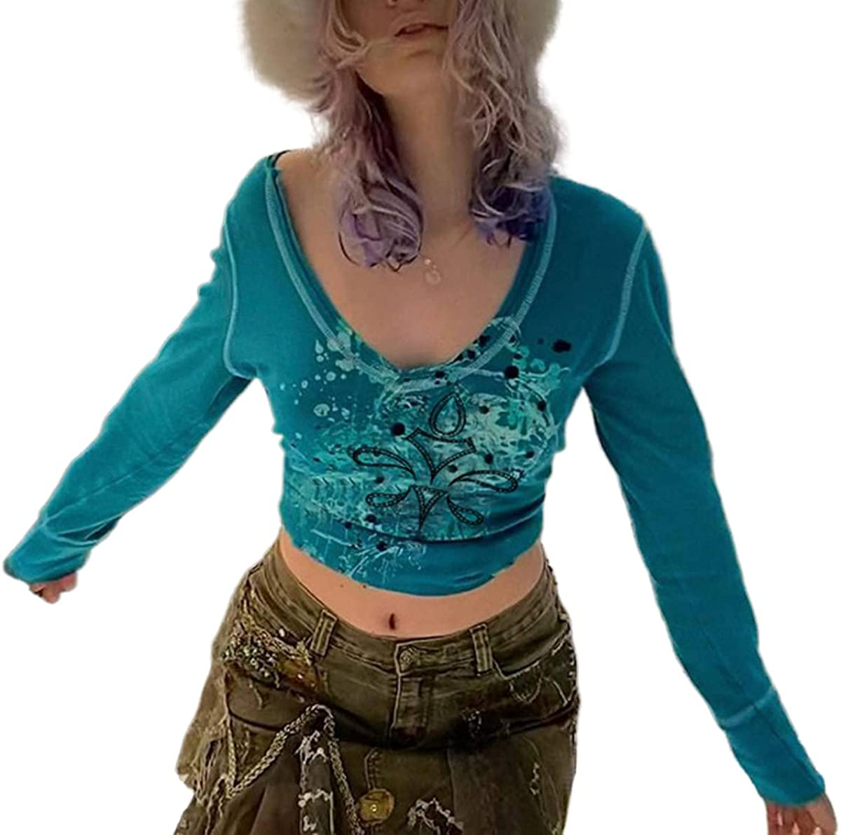Women's Graphic Print Crop Top Vintage Punk Portrait Shirts Summer Slim Short Sleeve T Shirt Tops Y2k Fashion Clothes