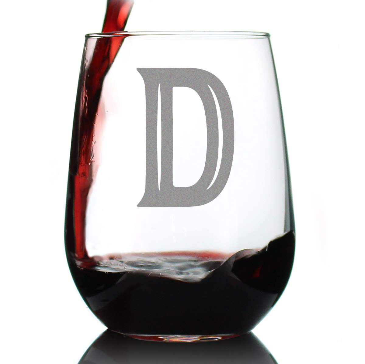 Monogram Bold Letter M - Stemless Wine Glass - Personalized Gifts for Women and Men - Large Engraved Glasses