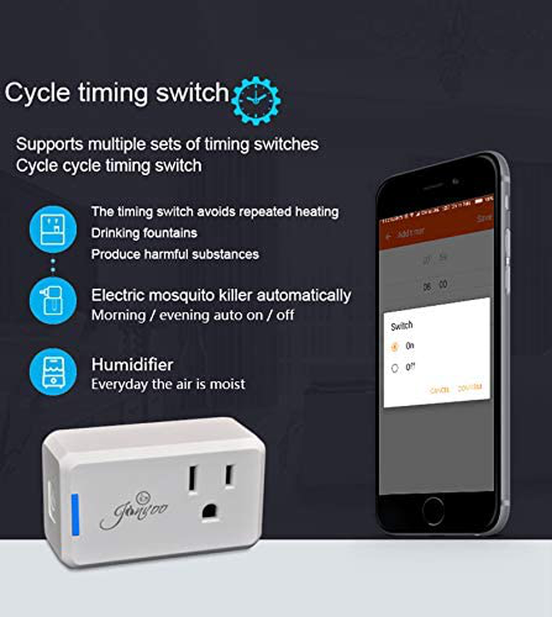 Wi-Fi Smart Plug Wireless Mini Outlet with Schedule Compatible with Alexa Echo, Works with Google Home
