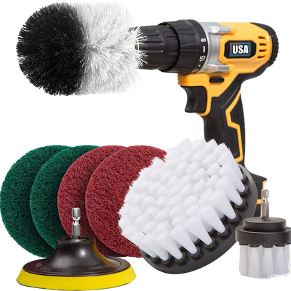 8 Piece Drill Brush And Scouring Pad Attachment Set 