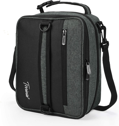Expandable Insulated Lunch Bag, Leakproof Flat Lunch Cooler Tote with Shoulder Strap for Men and Women, Suitable for Work & Office by Tirrinia, Dark Grey