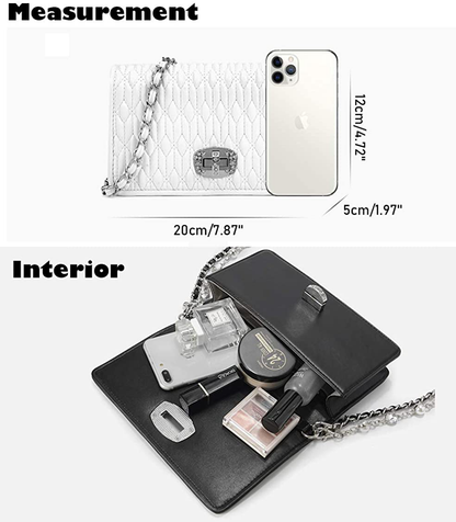 Women's Quilted Purses and Handbags Genuine Leather Quilted Chain Purse Shoulder Bag Small Crossbody Bag Purse