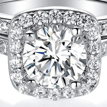 Women's 18K White Gold Plated CZ 2-In-1 Halo Eternity Ring 