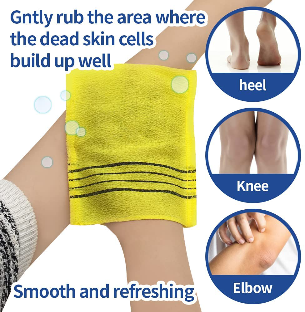 8 pcs Asian Exfoliating Bath Washcloth - Yellow & Green FOUBA