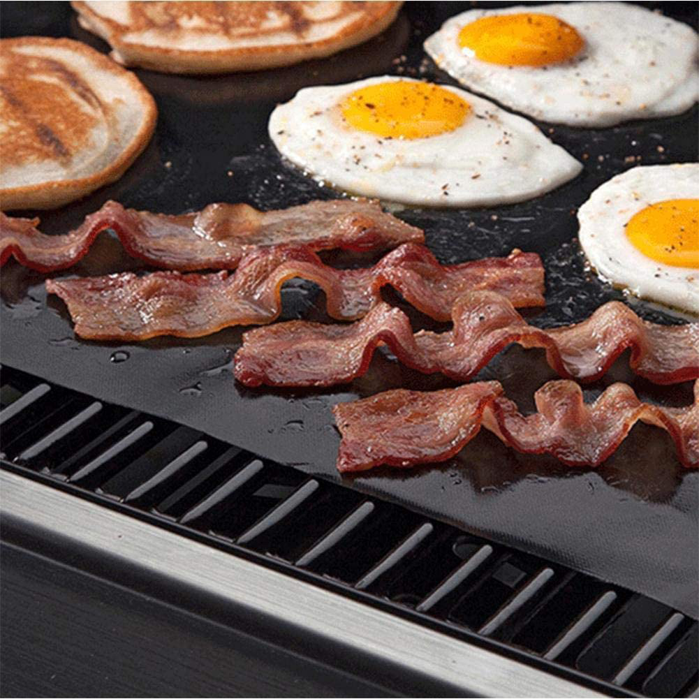 Dailyart Grill Mats Non Stick Set of 5 BBQ Grill Mat Baking Mats Teflon BBQ Accessories Grill Tools Reusable,Works on Gas, Charcoal, Electric Grill 15.75 x 13-Inch, Black