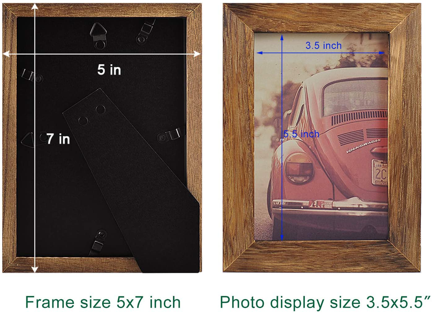 Emfogo 4x6 Picture Frame Photo Display for Tabletop Display Wall Mount Solid Wood High Definition Glass Photo Frame Pack of 2 Carbonized Black