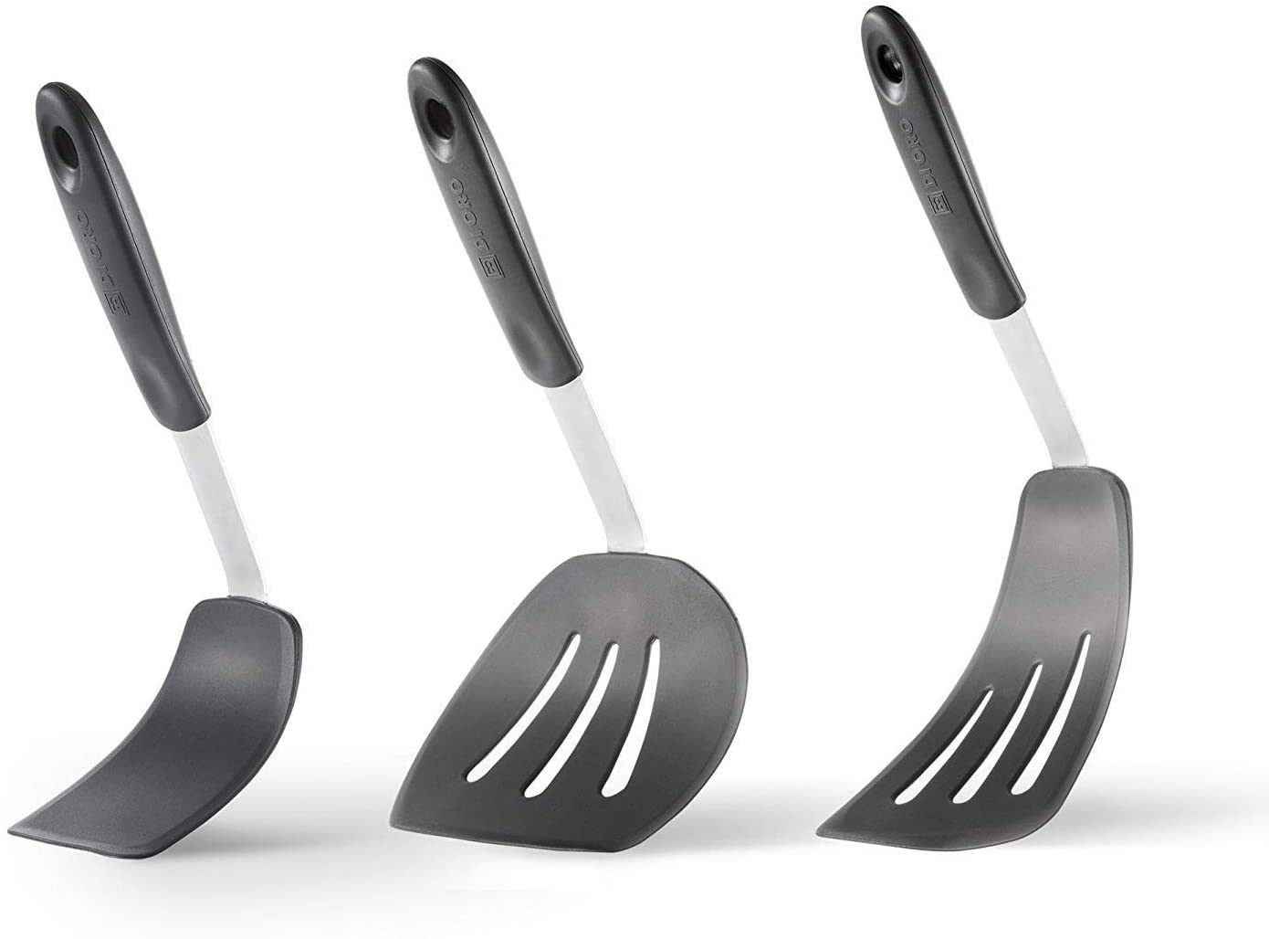 Di Oro Chef Series 3-Piece Silicone Turner Spatula Set - 600F Heat-Resistant Flexible Rubber Silicone Spatulas - Silicone Cooking Utensil Set - Egg Turners, Pancake Flippers, Kitchen Spatulas