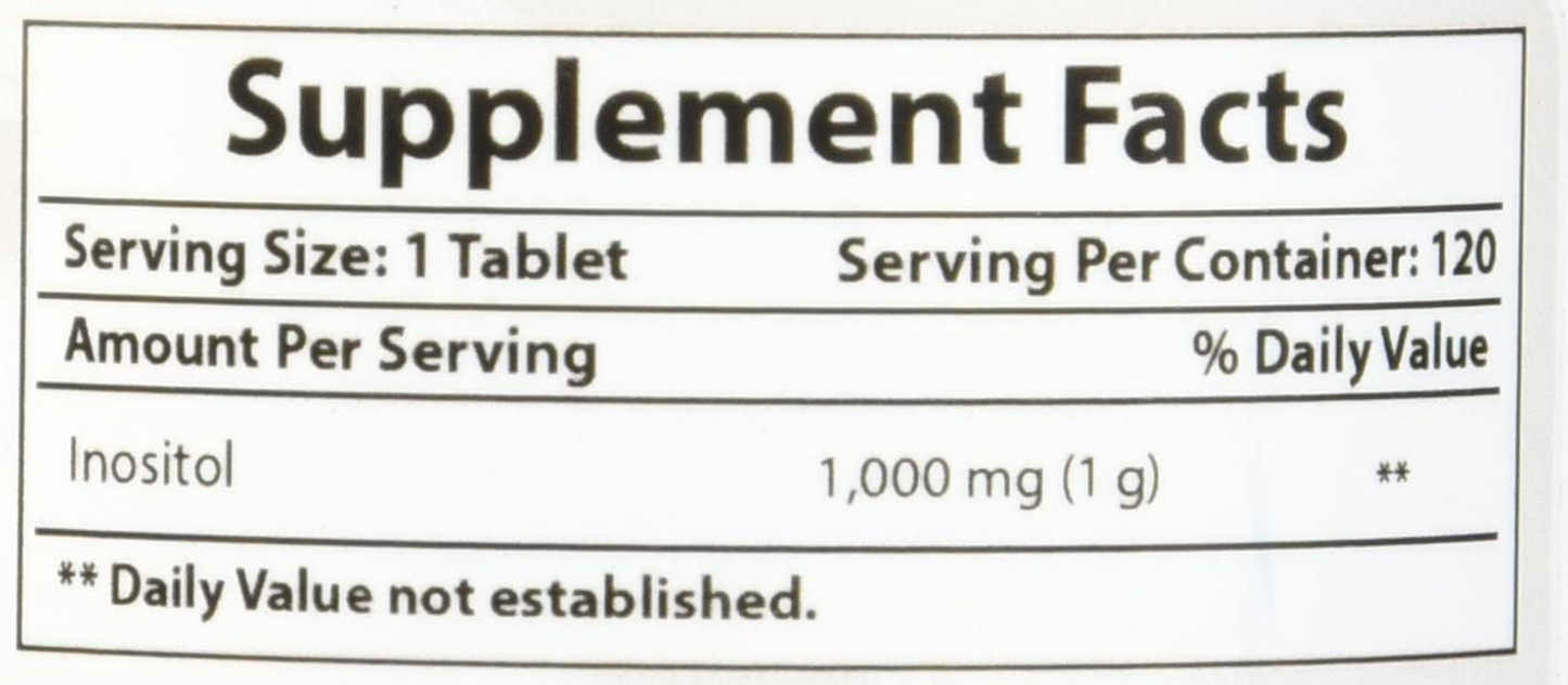 Best Naturals Inositol 1000mg 120 Tablets - Also Called Vitamin B8