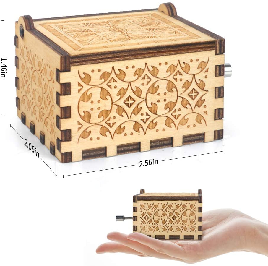 Engraved Music Box Hand Crank Musical Box