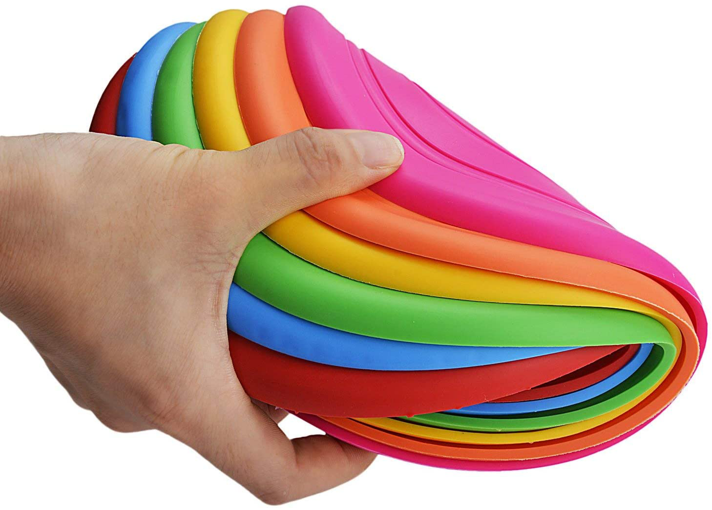TEESUN Frisbee Kids Flying Disc Toy Outdoor Playing Lawn Game Disk Flyer Frisbee for Kindergarten Teaching Soft Silicone Colorful 6 Pack Bulk Set