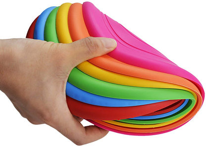 TEESUN Frisbee Kids Flying Disc Toy Outdoor Playing Lawn Game Disk Flyer Frisbee for Kindergarten Teaching Soft Silicone Colorful 6 Pack Bulk Set