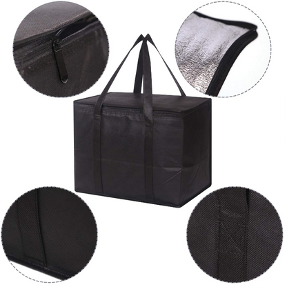 4 Pack Large Insulated Hot Or Cold Reusable Grocery Bags With Sturdy Zipper And Handles