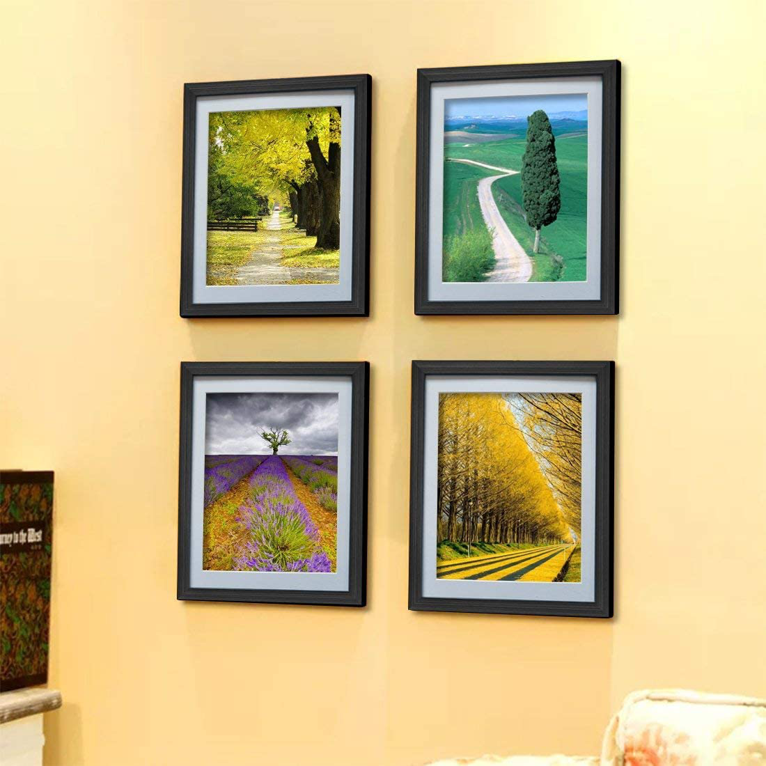 8x10 Black Picture Frames with Mat for Wall or Table Top Decoration, Set of 6