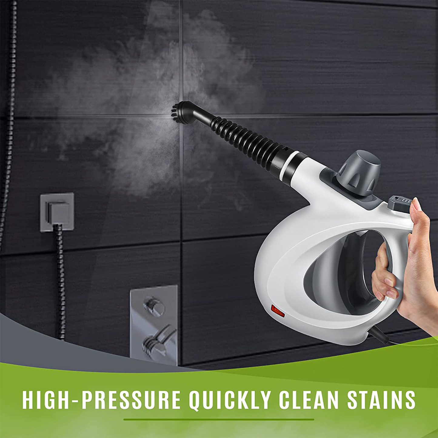 Handheld Steam Cleaner, Pressurized Steam Cleaner with 11 Piece Accessory Set for Home Use, Multi-Surface All Natural Steamer for Cleaning Carpet