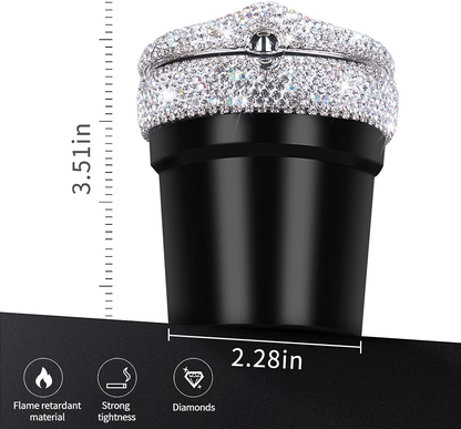 eing Car Ashtray Portable Bling Cigarette Smokeless Cylinder Cup Holder with Blue LED Light Indicator,Car Accessories for Women,Ideal for Car,Home and Office,Black