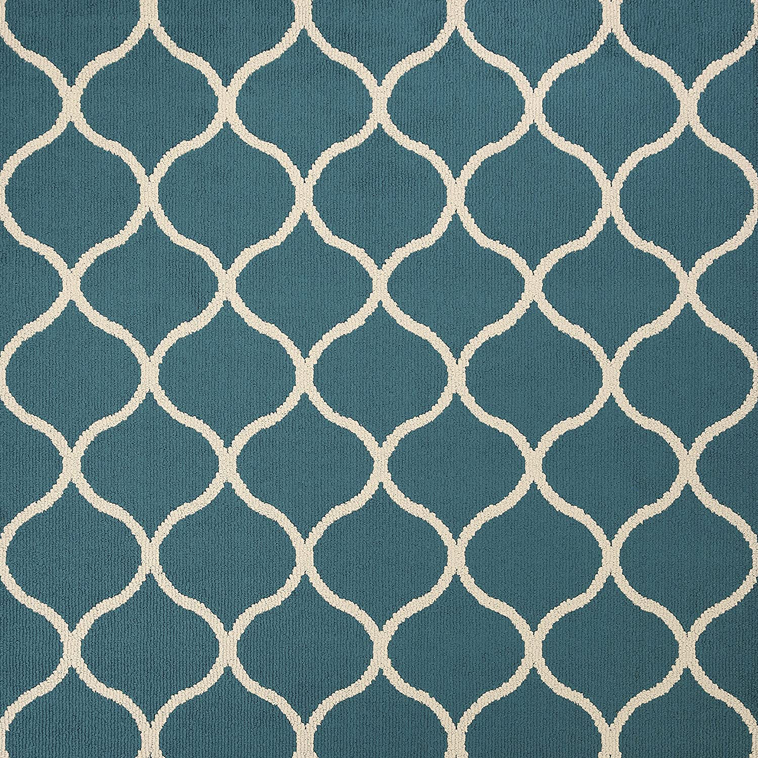 Maples Rugs Rebecca Contemporary Runner Rug Non Slip Hallway Entry Carpet [Made in USA], 1'9" x 5', Teal/Sand