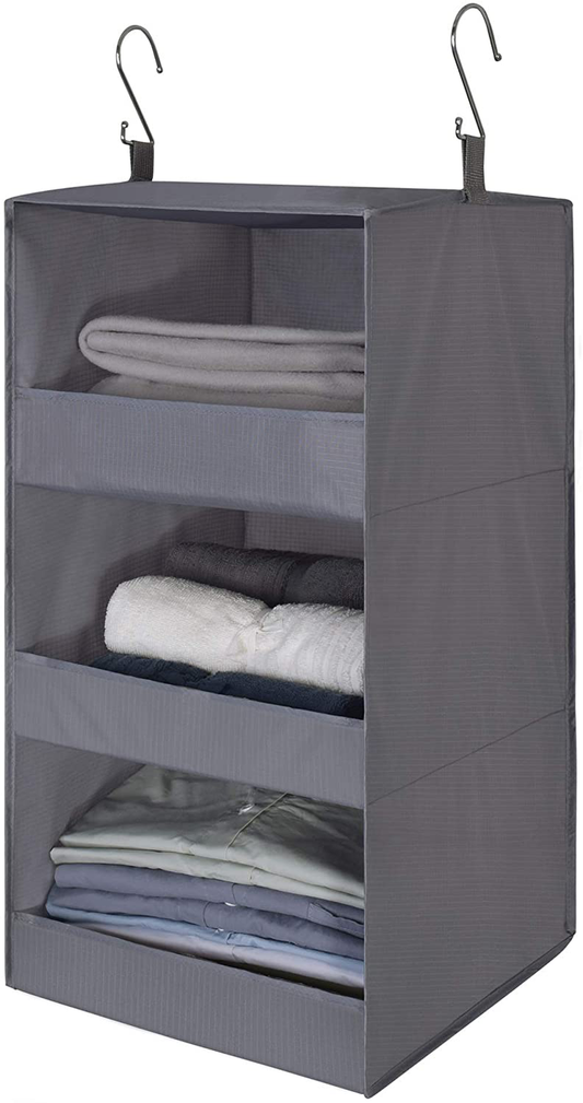 GRANNY SAYS 3-Shelf Hanging Closet Organizer, Collapsible Closet Hanging Shelves, Nursery Hanging Organizer, Light Green, 28.9" H X 12.2" W X 12.2" D