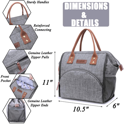 LOKASS Lunch Bag Insulated Lunch Box Wide-Open Lunch Tote Bag Large Drinks Holder Durable Nylon Snacks Organizer with Removable Shoulder Strap for Women Men Adults Work Outdoor,Sloth