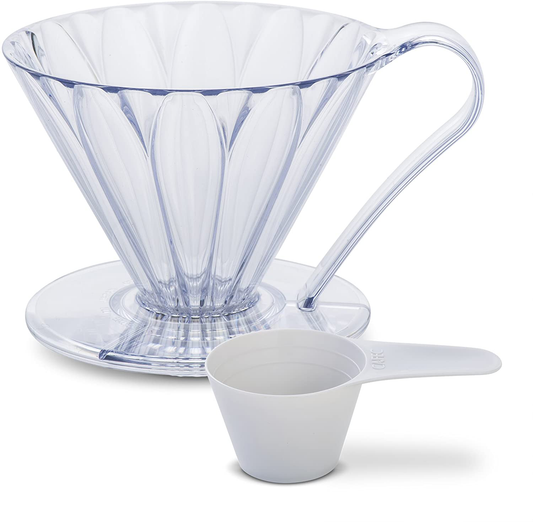 Pour Over Coffee Dripper By Sanyo Sangyo: 1-to-4 Cup FLOWER-SHAPED Brewer | Clever Drip Coffee Maker And Server | For Fresh Ground Coffee | Elegant Smart Design For Better Brewing