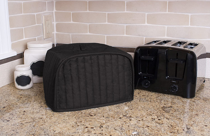 RITZ Polyester / Cotton Quilted Four Slice Toaster Appliance Cover, Dust and Fingerprint Protection, Machine Washable, Black