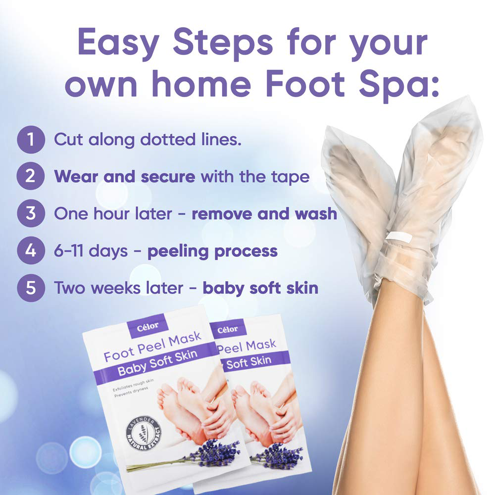 Foot Peel Mask (5 Pairs) - Foot Mask for Baby Feet and Remove Dead Skin - Baby Foot Peel Mask with Lavender and Aloe Vera Gel for Men and Women Feet Peeling Mask