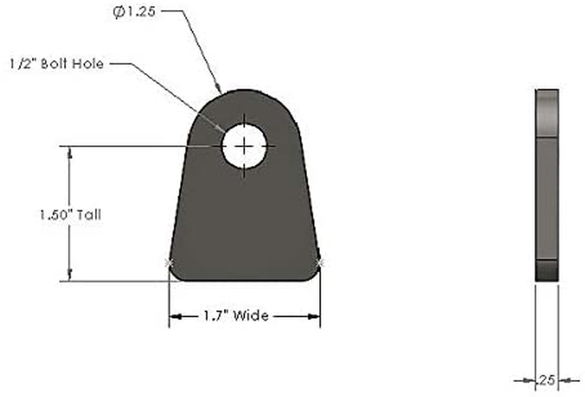 1.5" Flat Bottom shock tab, Pair (2)