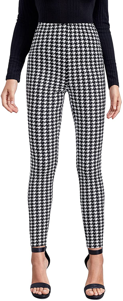SOLY HUX Women's Pocket Side Elastic High Waist Elegant Trousers Skinny Pants