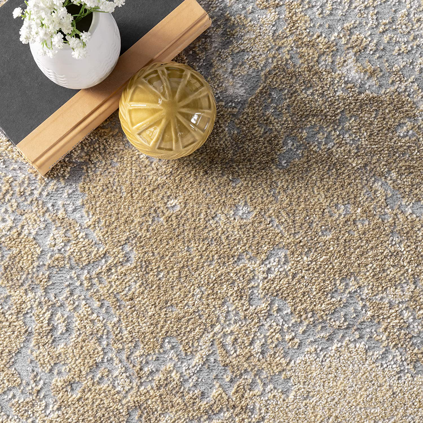 nuLOOM Cyn Abstract Runner Rug, 2 Feet 6 Inch x 12 Feet, Gold