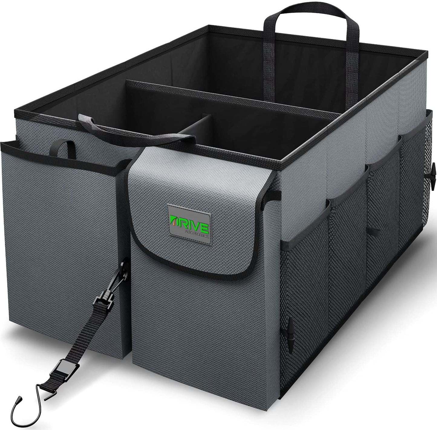 Drive Auto Trunk Organizers and Storage - Collapsible Multi-Compartment Car Organizer w/ Adjustable Straps