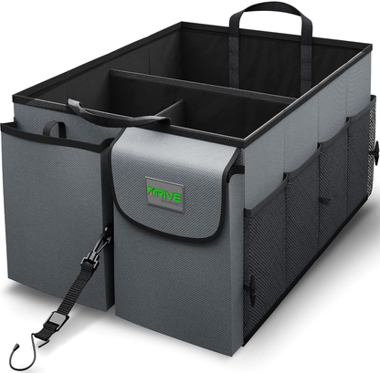 Drive Auto Trunk Organizers and Storage - Collapsible Multi-Compartment Car Organizer w/ Adjustable Straps