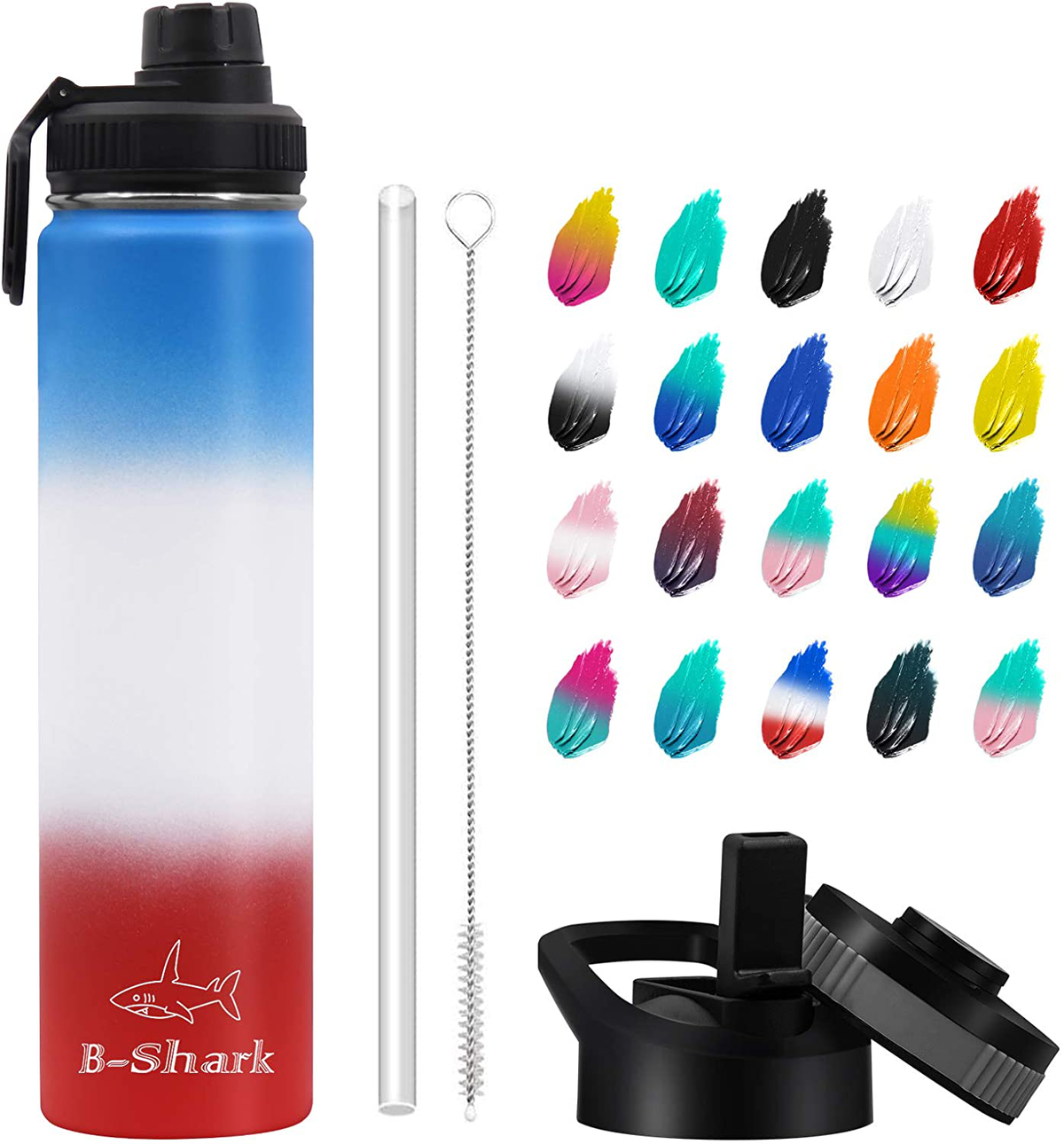 Water Bottle - 24/32/40 oz Water Bottle with Straw, Double Wall Vacuum Stainless Steel Water Bottle with 3 Option Lid Keeps Hot or Cold, Leak Proof Sports Water Bottle for Camping Travel, Office and Outdoor