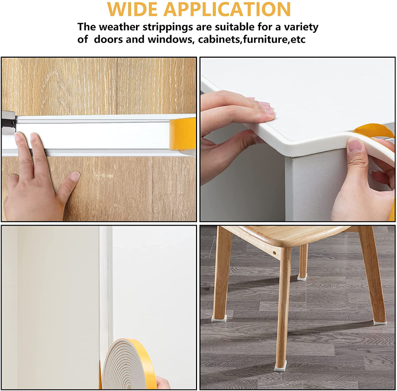 Weather Stripping Door Seal Strip with Self Adhesive Foam Tape Soundproof Door Draft Stopper for Doors Windows and Shower Glass Gaps