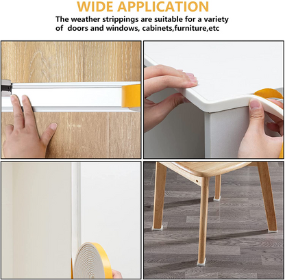 Weather Stripping Door Seal Strip with Self Adhesive Foam Tape Soundproof Door Draft Stopper for Doors Windows and Shower Glass Gaps