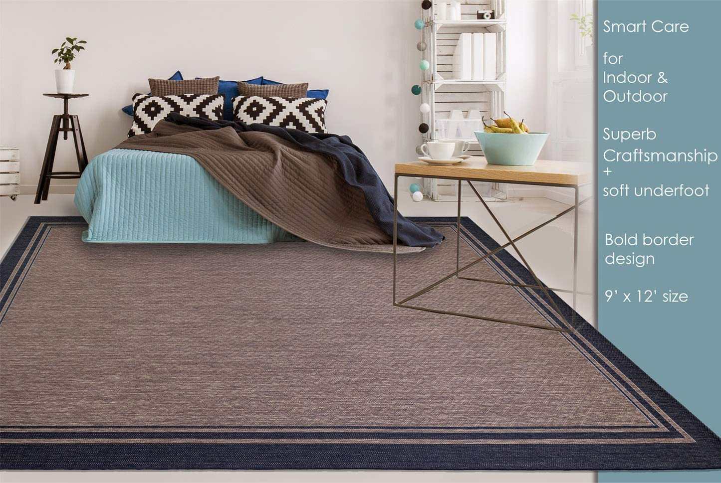 Gertmenian Tropical Collection Outdoor Rug Patio Area Carpet, 2x6 Runner, Nut Brown Black Border