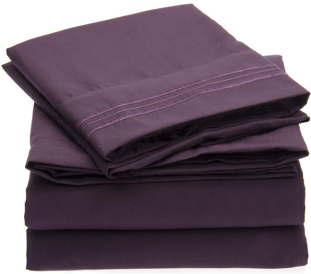 Mellanni Bed Sheet Set - Brushed Microfiber 1800 Bedding - Wrinkle, Fade, Stain Resistant - 3 Piece (Twin, Baby Blue)