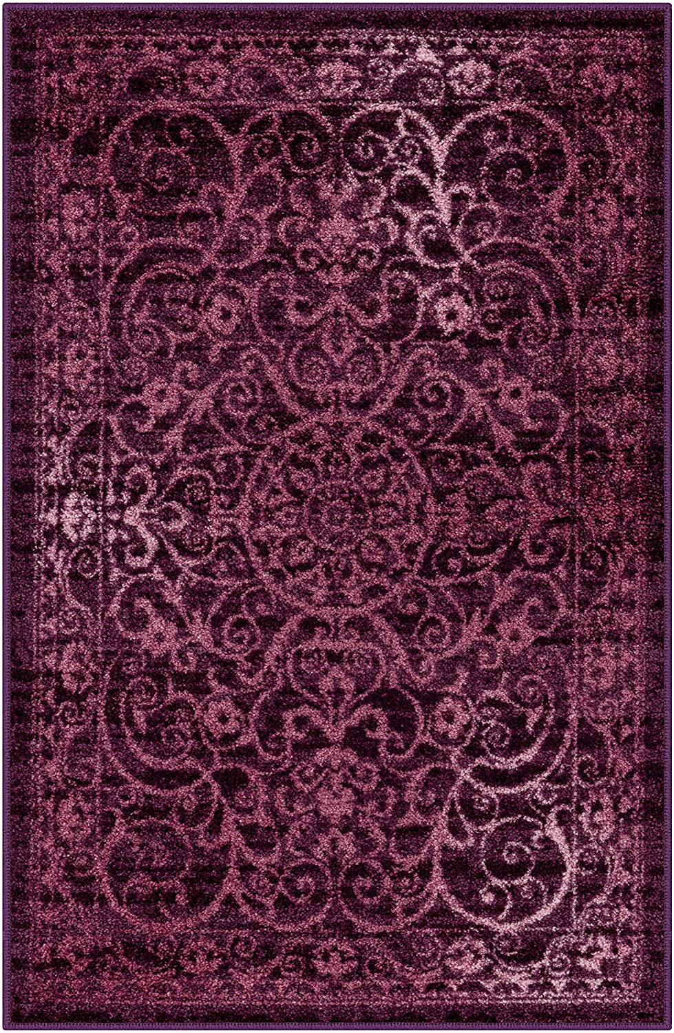 Maples Rugs Pelham Vintage Area Rugs for Living Room & Bedroom [Made in USA], 3'4 x 5, Wineberry