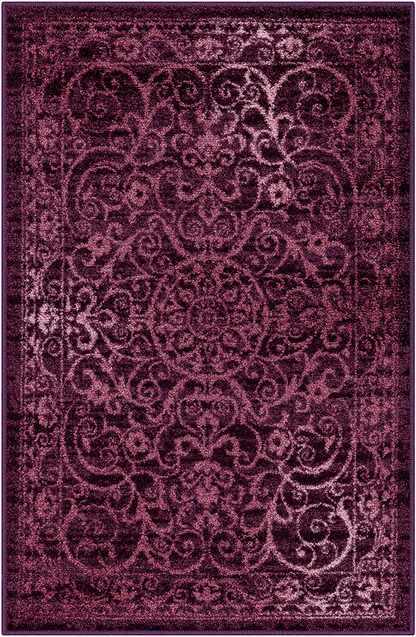 Maples Rugs Pelham Vintage Area Rugs for Living Room & Bedroom [Made in USA], 3'4 x 5, Wineberry
