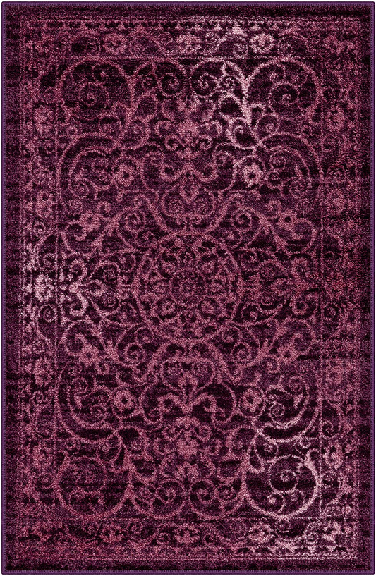 Maples Rugs Pelham Vintage Area Rugs for Living Room & Bedroom [Made in USA], 3'4 x 5, Wineberry