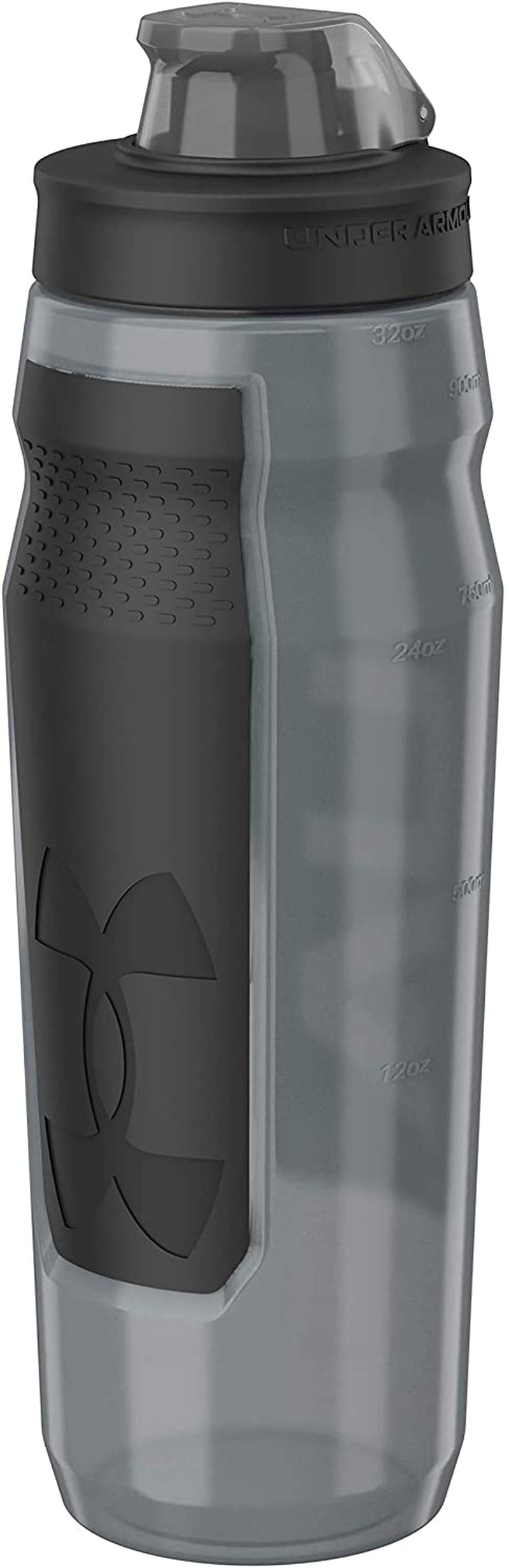 Under Armour 32oz Playmaker Squeeze Water Bottle, Sanitary Cap Cover, High Flow Push/ Pull Nozzle, Non-Slip Grip, Finger Loop Carry, Fits Bike Holder, Cycling, Gym, Hiking, All Sports