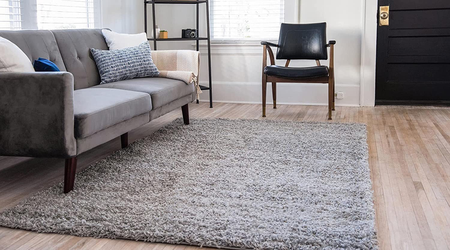 Unique Loom Solo Solid Shag Collection Area Modern Plush Rug Lush & Soft, 4' 0 x 4' 0, Cocoa