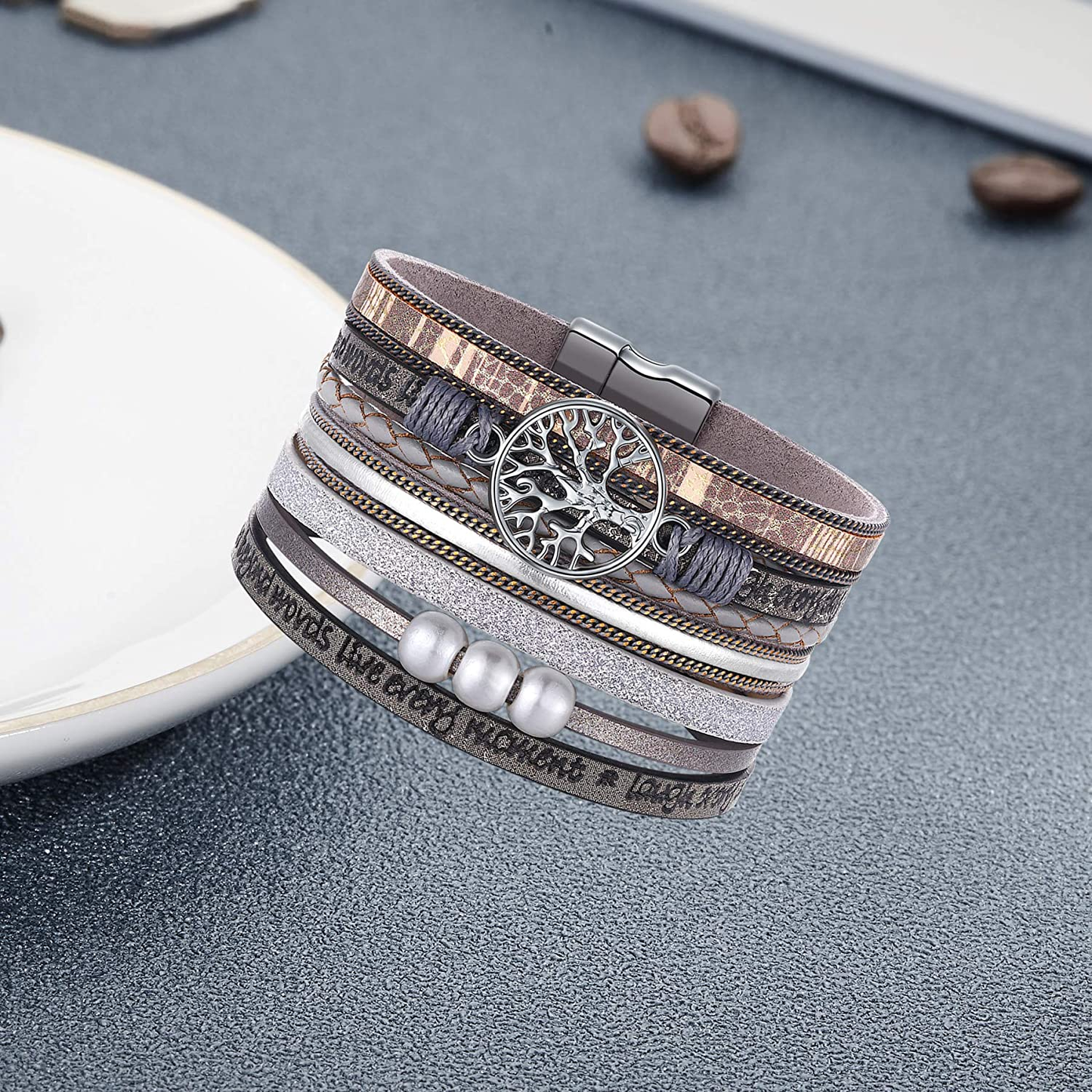 Inspirational Tree of Life Layer Leather Bracelet