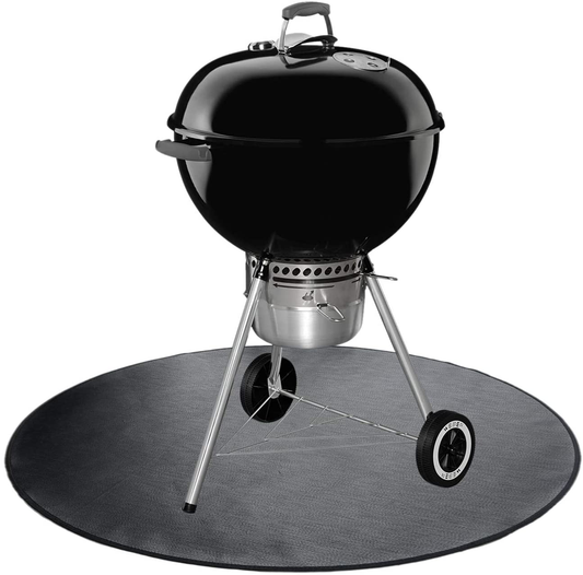 Round Ember Mat for Under Grill Fire Pit, Fire Pits Mat for Deck, Flame Retardant Heat Resistant BBQ Gas Grill Air Fryer Protective Mat for Patio Lawn Ground Outdoor Campsite Firepfoof Pad Black (36")