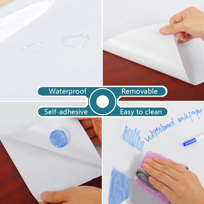 VEELIKE 78.7"x17.7" Dry Erase Whiteboard Wallpaper Peel and Stick White Board Contact Paper for Office Removable Self-Adhesive Glossy Whiteboard Wall Sticker for Kitchen Kids Room Home Wall Decor