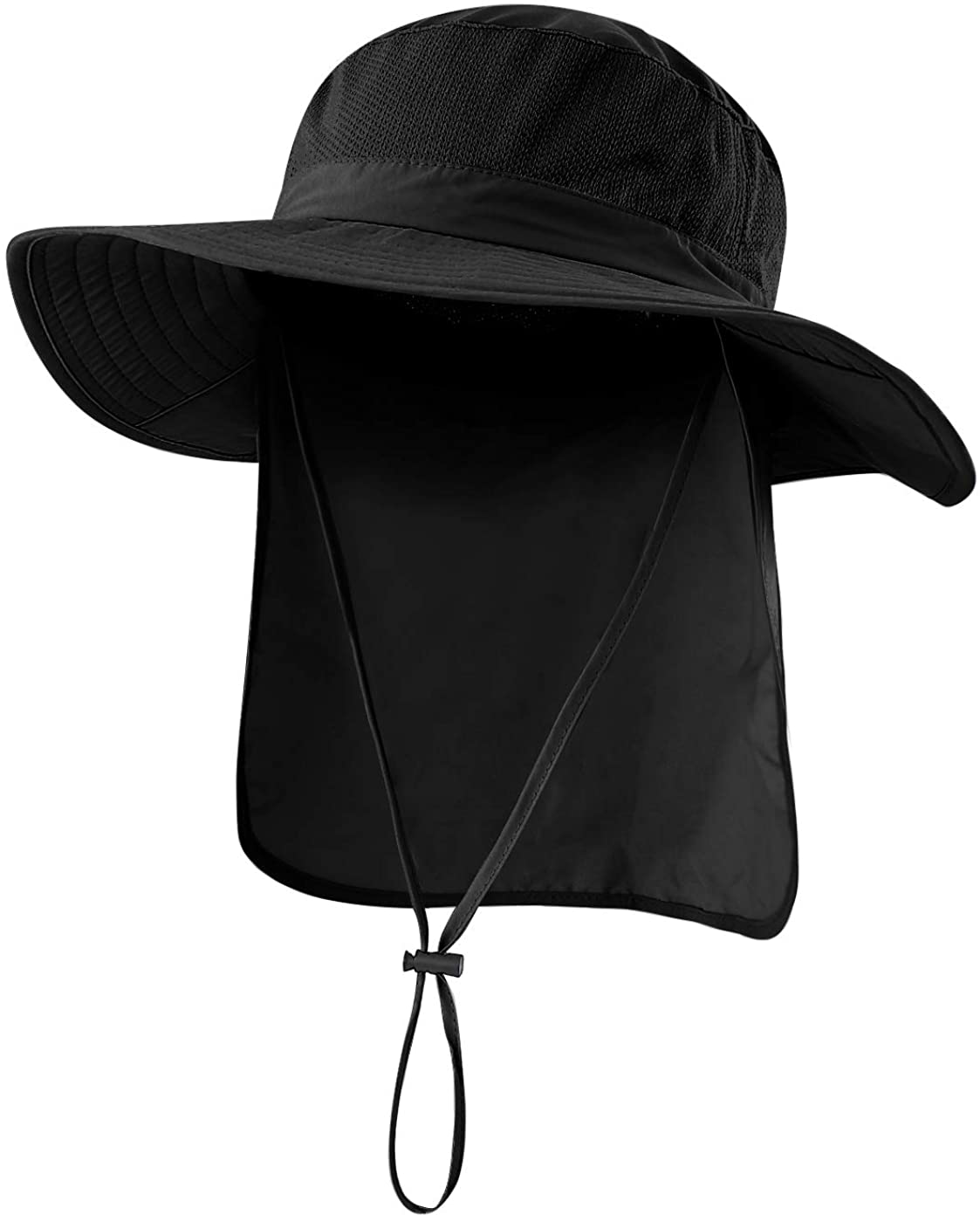 Outdoor UPF50+ Mesh Sun Hat Wide Brim Fishing Hat with Neck Flap
