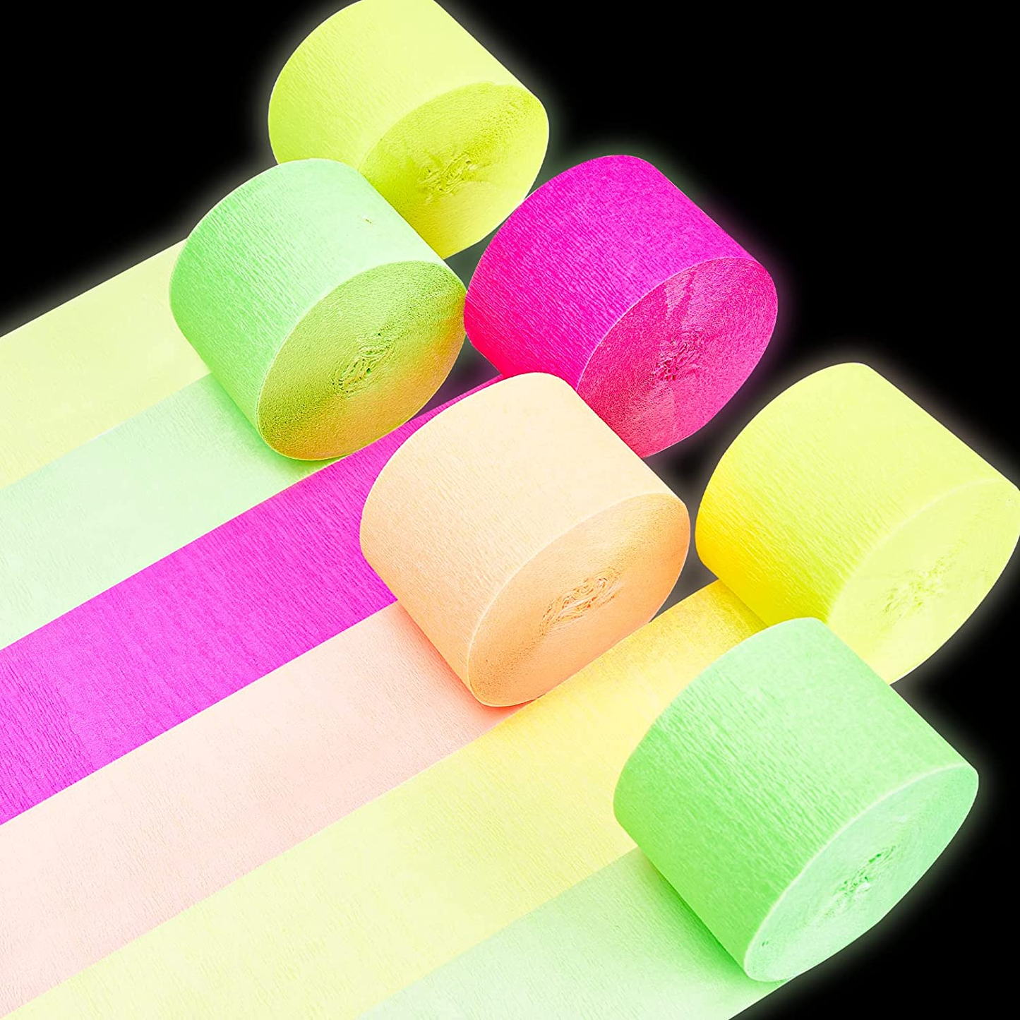 6 Pack Crepe Paper Streamers - 492ft (1.8 Inch x 82 Ft/Roll)